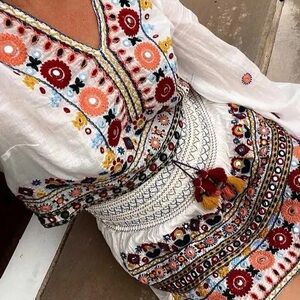 Zara Multicolor Embroidered Top